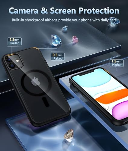 Image of NISHTECH for iPhone 11 Case: Clear Magnetic Slim Fit Case Compatible with Magsafe Rugged Protective Transparent Cover (Black Magnetic)
