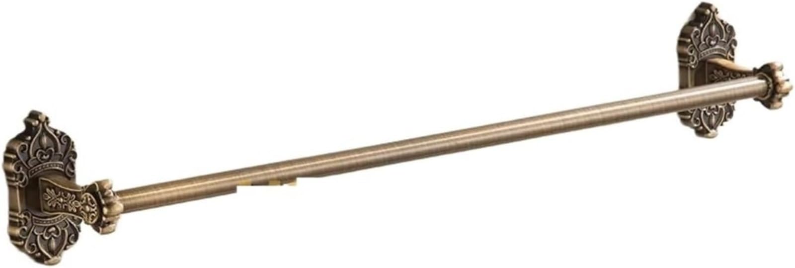 Antique Brass Towel Rail, 45cm Vintage Ornate Wall Mounted Towel Bar, Traditional Bronze Bathroom Towel Holder for Bathrooms