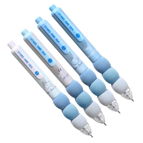 4 bolígrafos de tinta de gel de 0,5 mm, diseño de dibujos animados, neutro, retráctil, regalo creativo, secado rápido, prensado