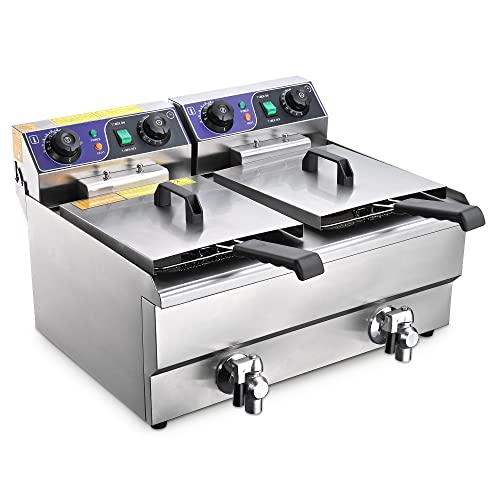 Commercial Electric 23.4L Deep Fryer w/Timer and Drain Stainless Steel French Fry