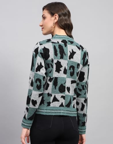 Image of Monte Carlo Womens Self Design V Neck Full Sleeve Cardigan (1243748VN)