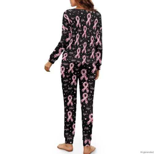 Image of Womens Pajama Sets 2 Piece Pjs Lounge Sets Long Sleeve Sleepwear Crew Neck Pullover Top with Long Pants