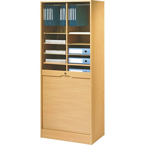 SIMMOB Classeur à Rideau Largeur 70 cm Hauteur 172 cm 20 niches 2 Kits DS - Hêtre