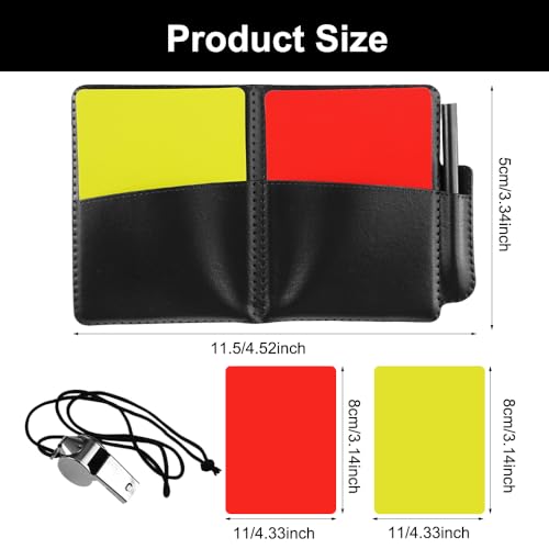 Schiedsrichter Set mit Gelbe Karte Rote Karte,Schiedsrichter Pfeife,Bleistift und Spielnotizkarten FußBall,Schiri Set Kinder,Fußball Schiedsrichter Karten Set für Fußballspiele,Basketball,Schulsport