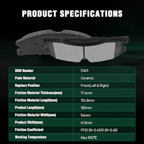 Image of AUTOMUTO D1611 & D1612 Ceramic Brake Pads Kits, Front Rear 8pcs Brake Pads Set fit For Ford Explorer,Flex,Police Interceptor Sedan /Utility,Special Service Police Sedan,Taurus,For Lincoln MKS,MKT