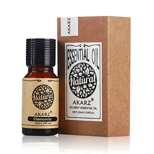 Huile essentielle de camomille AKARZ Huile essentielle de camomille thérapeutique biologique pure de qualité supérieure pour la peau , les cheveux, le savon, le bricolage, l'arôme de massage (10 ml)