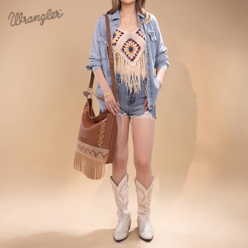 Image of Wrangler Shoulder Bag Aztec Purse Embroidered Fringe