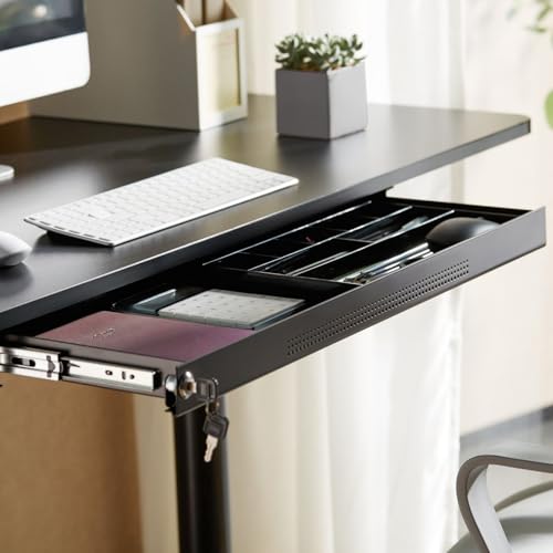 SOTOOLS Dokumentenschublade KALIMAX Schwarz – Abschließbare, robuste Unter Schreibtischschublade (7â€¦ – Miniatur