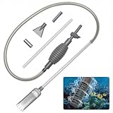 Sifone Acquario con Regolazione Flusso,Kit Pulitore per Acquario 2.1M con Tubo, Pompa Manuale, Spazzola e Accessori,Pulitore Ghiaia e Sabbia per Cambio Acqua | Per Acquari Piccoli, Medi e Grandi