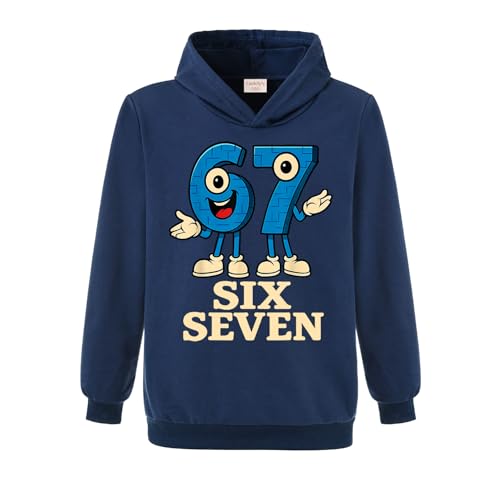 Yaokilyly Boys Girls Six Seven Jumper 67 MEME Kids Cotton Hoodie Ages 3-13 Years (Royal Blue 9 Years)