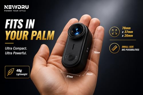 Image of NEWDRU EpicShot 4K Action Camera | 4K Ultra HD, 20MP, 6-Axis EIS Stabilization | IP68 Waterproof 10m | Magnetic Mount | WiFi App Control | 64GB Storage | Mini Portable Vlogging Camera