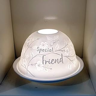 Nordic Light Tealight Candle Holder for Friend, Set of Shade & Plate, Living, Dining Room Table, Home Decor Accessories-Porcelain-One Size, White Patterned
