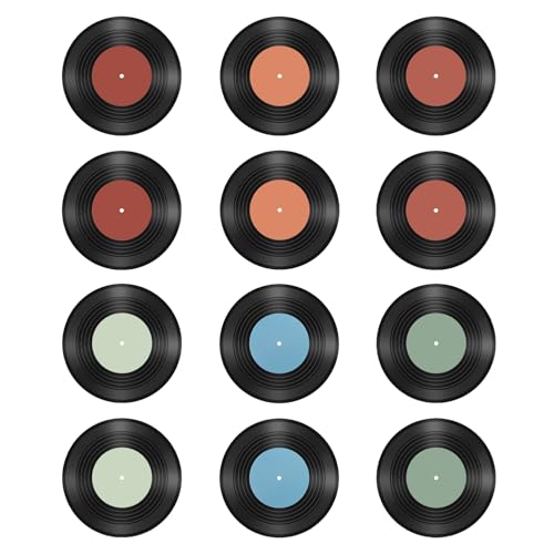 WrtmyR 12 Pack Blank Vinyl Records Decor,Fake CD Album Cover,7 Inch Vintage Vinyl Wall Collage Kit AestheticDecorative Records Bedroom Decor for Rock and Roll Music Party Decorations