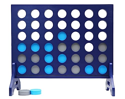Tailgating Pros Premium Navy Giant Four in a Row with Carrying Case - Jumbo Oversized Outdoor Yard Game - Many Puck Colors Available!
