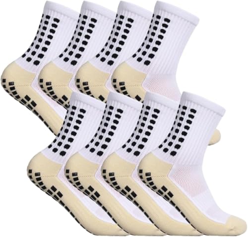 Unisex Non Slip Sports Crew Socks with Rubber Grip, Size 37-45