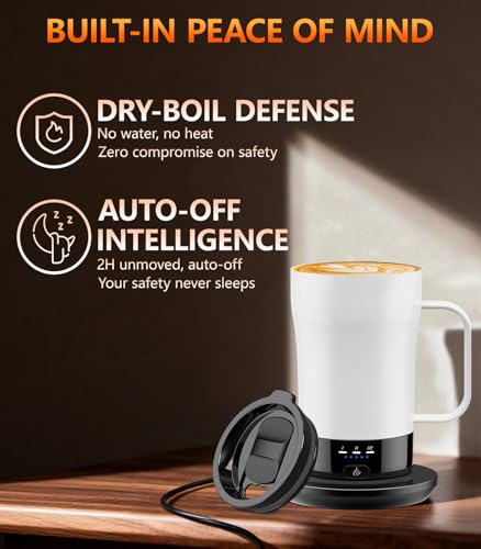 Image of Self-Heating Coffee Mug, 14oz Heated Coffee Mug - Rechargeable Temperature Control Coffee Mug Keep Coffee Hot, Smart Mug Great Gift for Coffee Lovers & Slow Sippers
