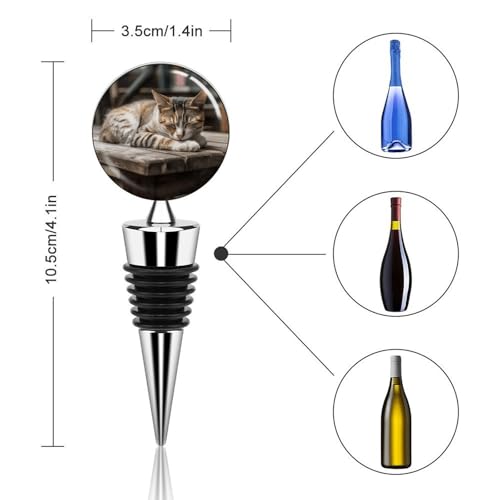 Bouchon de bouteille de vin motif chat endormi idée cadeau originale - 3