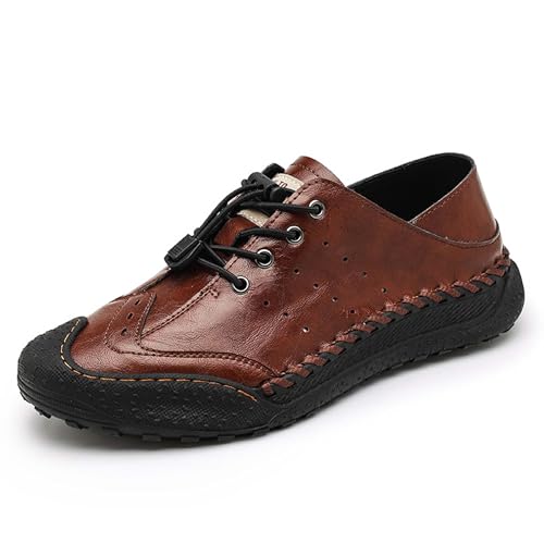 Men's Casual Loafers Fashion Leather Formal Business Office Driving Walking Shoes Breathable Hollowed Out Arch Support Designs