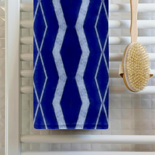 3dRose Textile Pattern Blue and White Large Wavy Lines - Towels (twl-18483-1)