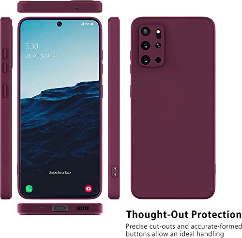 Image of DIZORO Liquid Silicone Case with Microfiber Coushioning Compatible for Samsung Galaxy S20 Plus Cover, Gel Rubber Full Body Protection - Wine Red