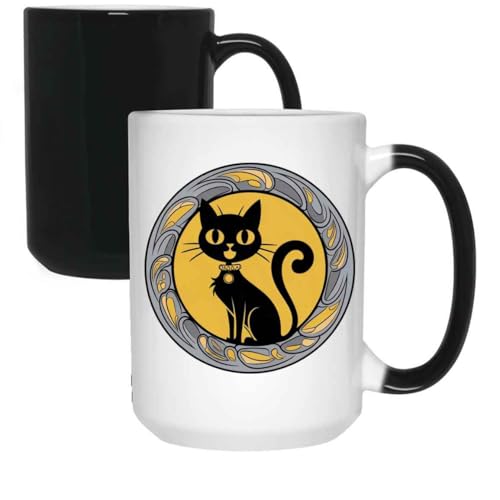 Gift Design Idea Halloween Cat Witch, Witchy, Witches Cat, Halloween, Halloween Cat, Cat 15 Oz White Ceramic Color Changing Mug 535629