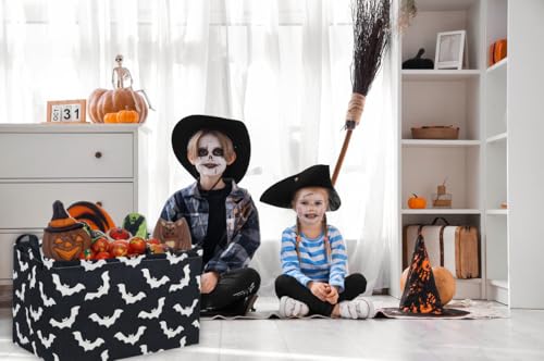 Image of Essme Rectangular Kids Basket,Bat Storage Basket with Handles for Room Decor, Halloween Baskets,Cute Storage Bin(Bat)