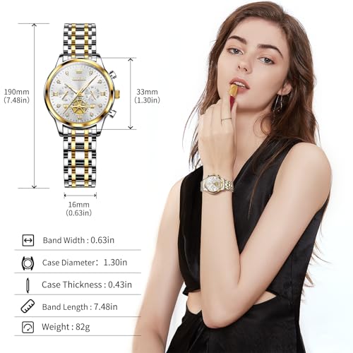 Image of OLEVS Watch Women Silver Watches for Women Luxury for Small Wrists Dress Stainless Steel Women's Wrist Watches Easy to Read Reloj para Mujer Black /Blue /Gold /Green /Pink /Purple