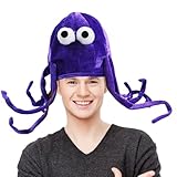 Whimsical Purple Octopus Hat with Bendable Arms - Playful Soft Plush Costume Cap for Halloween, Cosplay & Festive Parties, Comfortable & Lightweight
