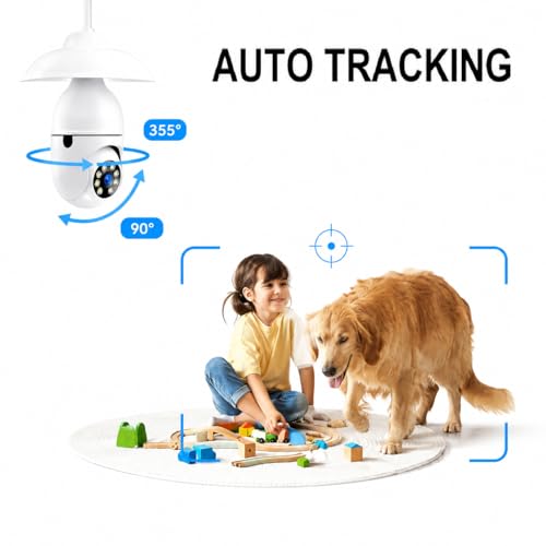 Image of Smart Wi-Fi CCTV Camera | 360 PTZ | 20M Color Night Vision | Human Motion Detection | Auto Tracking | Two-Way Audio | App Control | Supports 128GB SD Card | Bulb-Camera