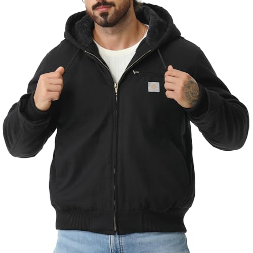 Image of Men's Work Coat Washed Duck Fleece Lined Waterproof Workwear