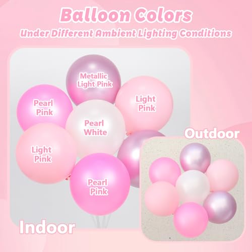 Light Pink and White Balloons, 60pcs 12inch Pearl Light Baby Pink Confetti White Balloons for Wedding Bridal Shower Baby Shower Pink Birthday Decorations - Image 6
