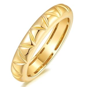 14K Gold Rings for Women Gold Non Tarnish Rings Gold Band Rings Woman Sleek Polished Surface Dainty Gold Rings for Women Warmth and Edginess 5,6,7,8,9