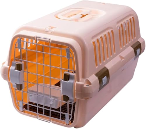 CokBlu猫犬キャリア 小動物旅行ケージ 両開きドア付き 四面通気 ハンドル付き持ち運び便利 2 サイズ選べる四季通用キャリアケース?