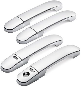 Custom Look Perfect Part Replacement Chrome Door Handle Cover Set Trim Without Passenger Side Keyhole For 2004 2005 2006 2007 2008 2009 2010 2011 Nissan Versa / Tiida / Latio