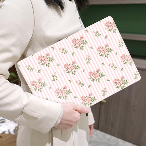 Image of MEEgoodo Case for MacBook Pro 14 inch (M5 /M4 /M3 /M2 /M1) Pro /Max 2026 2025 2024 2023 2021, Case Fit Model A3427 /A3426 /A3434 /A3112 /A3401 /A3185 /A2918 /A2992 /A2779 /A2442, Pink Stripes&Roses