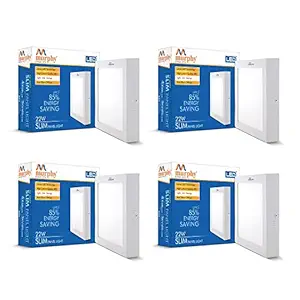 Murphy 22-Watt Slim Square LED Surface Mount Panel Light (Cool White, Pack of 4), No False Ceiling Required