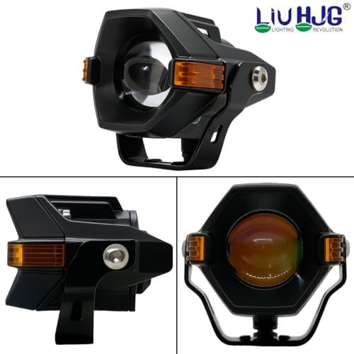 Image of LIU HJG High Bright LED Fog Light Waterproof & Dustproof & Heat Dissipation 80W 12V DC Power High /Low Beam Yellow, White & Red Devil Eye Reflection Universal Fit For All Bikes & Cars Model Pack of 2