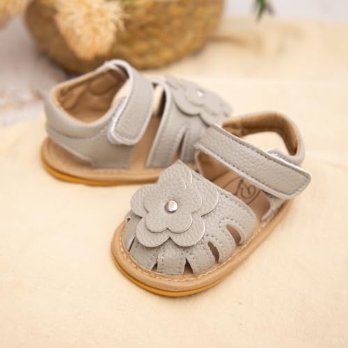 Image of Babelvit Infant Baby Girl Boy Sandals Comfort Premium Summer Outdoor Casual Beach Shoes with Flower Bowknot Anti Slip Rubber Sole Newborn Toddler Prewalker First Walking Shoes