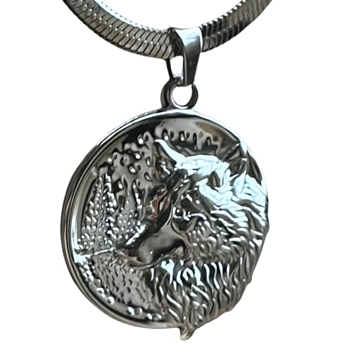 Collier pendentif tête de loup acier inoxydable titane couleur or femme B157