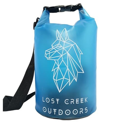 Bolsa seca enrollable impermeable semitransparente, 5L, para kayak, navegación, natación, pesca, playa y actividades en río (Azul cielo) miniatura 1