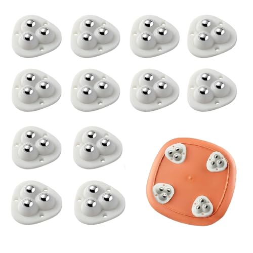 Image of Self-Adhesive Mini Caster Wheels for Furniture - 360 Swivel Sticky Wheels for Kitchen Appliances, Trash Cans, Storage Bins, Heavy-Duty Stainless Steel, Universal Fit (12 Pcs)