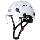 Hard Hats Construction OSHA Approved - ANSI Z89.1 Reflective Construction Worker Hat, Vented White Hard Hat with Visor for Men Women, ABS Safety Helmet for Adults,6-pt.Suspension