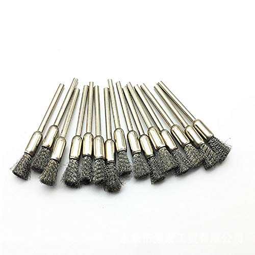 15PCS Polishing Wire Wheel Brush Carbon Steel Pencil Brush Shank Rotary Tool For Drill Rust Weld Shank Dia 0.12 inch