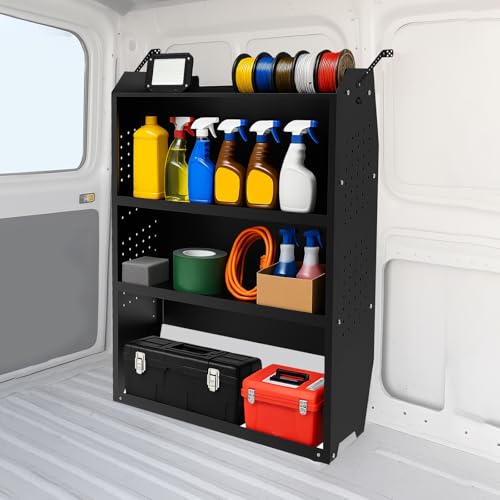 GROPUNTRA Steel Cargo Van Shelving Storage System Adjustable Height Fit for Ford Transit Connect 2014+ Ram Promaster City Chevy City Express NV200 32 W x 43 H x 13 D