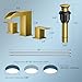 QFN 8 Inch Widespread Gold Bathroom Faucet 3 Hole, 2 Handle Gold Sink Faucet Bathroom Vanity for 6-12 Inch Center Sink with Metal Pop-up Drain and 24