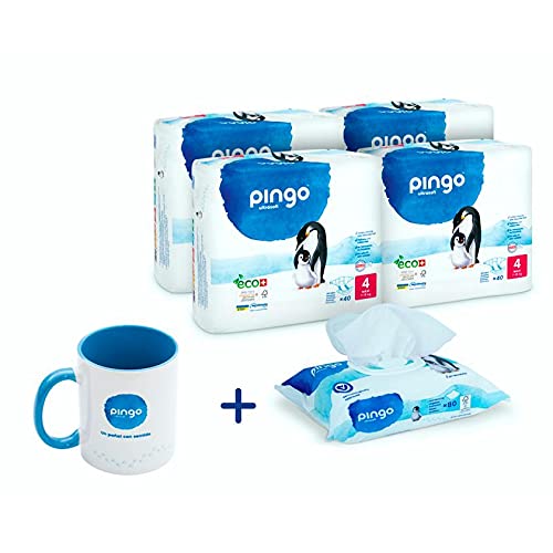 Pack especial Pañales T4 (7-18kg) 160 unidades + REGALO toallitas Pingo + Taza