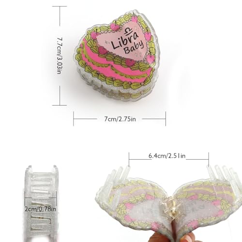 Personalized Libra Baby Hair Claw Clip, Pink and Yellow Cake Baby Hair Claw Clip Mother's Day Gift Birthday Hair Claw Clip