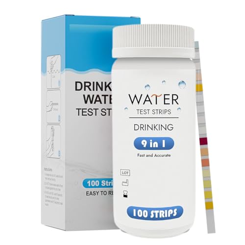 BCHKO 100pcs 9-in-1 Trinkwasser Teststreifen Wassertester für Leitungswasser Wasserqualität Analyse Gesamthärte Blei Kupfer Nitrat