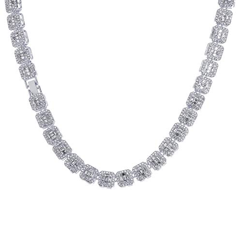 Metaltree98 Celebrity Rapper Chain Fashion12 Mm 18" Clustered Block Iced Out Tennis Necklace Csn 012 S (18) #TOP1