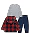 Little Me Clothes for Baby Boys' Check 3-Piece Sherpa Set, Navy/Red, 18 Months
